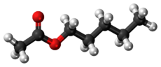 Ball-and-stick model of the amyl acetate molecule