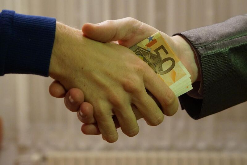 File:10 - hands shaking with euro bank notes inside handshake - royalty free, without copyright, public domain photo image 01.JPG