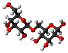 Ball-and-stick model of the allolactose molecule