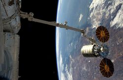 Cygnus 5 departing during Expedition 46 (187136).jpg