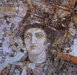 Mosaic of Berenice II, Ptolemaic Queen and joint ruler with Ptolemy III of Egypt, Thmuis, Egypt.jpg