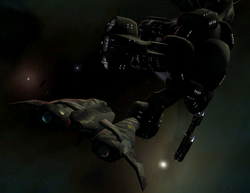 Spacecraft approaching a space station in Vega Strike.png