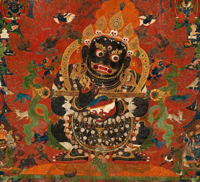 File:Tibetan thangka from AD 1500, Mahakala, Protector of the Tent, Central Tibet. Distemper on cloth- (cropped).jpg