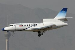 A Iranian Government Dassault Falcon 50 lands at Mehrabad Airport.jpg