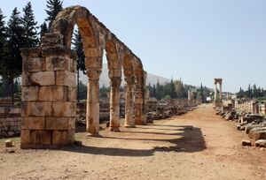 The cardo of the Umayyad city of Anjar