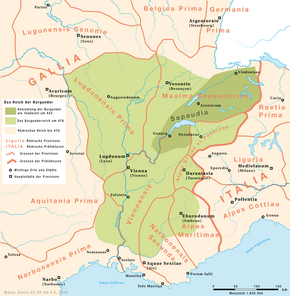 The First Kingdom of the Burgundians, after the settlement in Eastern Gaul from 443