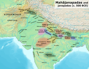 Map of India with names of major areas