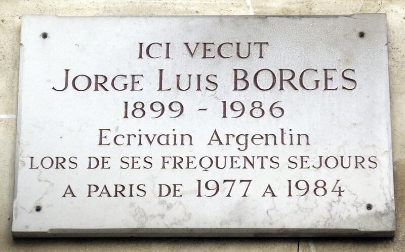 File:Plaque Jorge Luis Borges, 13 rue des Beaux-Arts, Paris 6.jpg