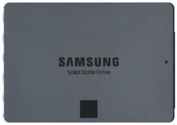 A grey SSD with the text Samsung Solid State Drive"