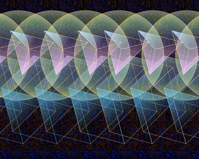 Sphere Cube Triangle 3D Stereogram Illusion