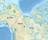 Symphyotrichum yukonense distribution map: areas of Alaska, Yukon, and Northwest Territories