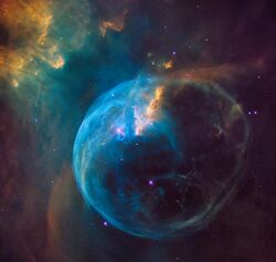 Hubble Sees a Star ‘Inflating’ a Giant Bubble (26534662246).jpg