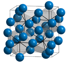 Orthorhombic Fe3C. Iron atoms are blue