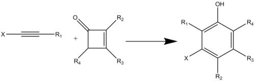 Scheme 1: Danheiser Benzannulation Reaction of an Alkyne and a Cyclobutenone(X= OR, SR, NR2)