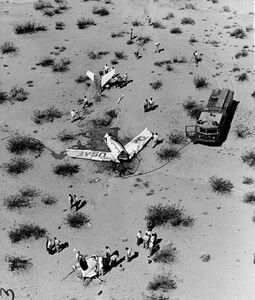 Crash site in the desert near Edwards Air Force Base.