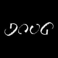 Ambigram Doug - white on black animated.gif