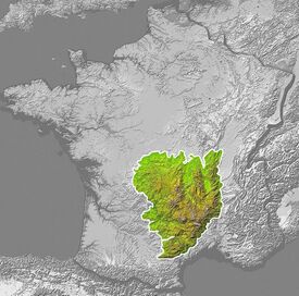 Location of the Massif Central in France