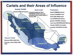 Drug cartels and their areas of influence as of 2008