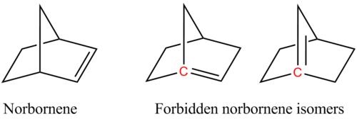 Norbornene isomers Bredt rule.png