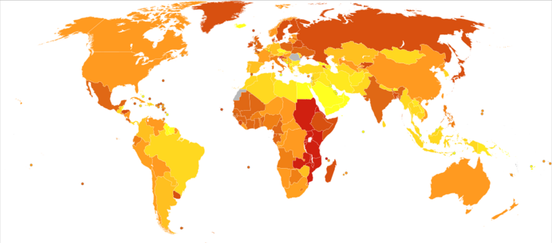 File:Rheumatoid arthritis world map-Deaths per million persons-WHO2012.svg