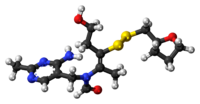 Ball-and-stick model of the fursultiamine molecule