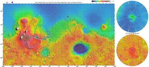 Mars topography (MOLA dataset) with poles HiRes.jpg