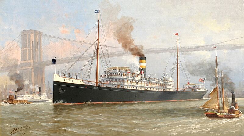 File:SS Ponce Entering New York Harbor 1899, by Milton J. Burns.jpg