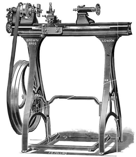 File:Screw cutting treadle lathe (Brown bros 1912).jpg