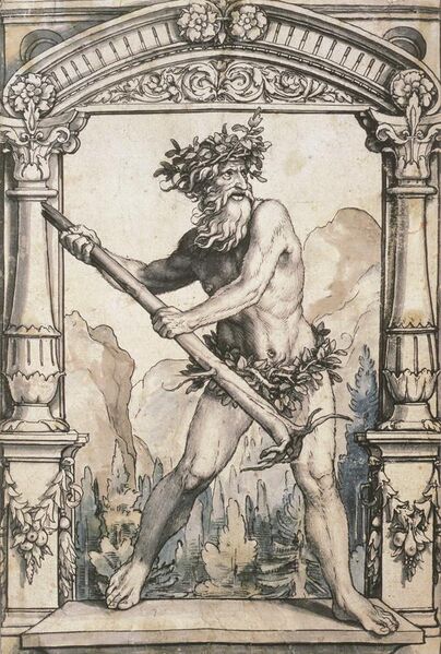 File:Wild Man, design for a Stained Glass Window by Hans Holbein the Younger.jpg