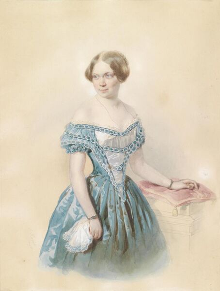 File:Johann Nepomuk Horrak Bildnis einer jungen Frau in blauem Kleid 1851.jpg