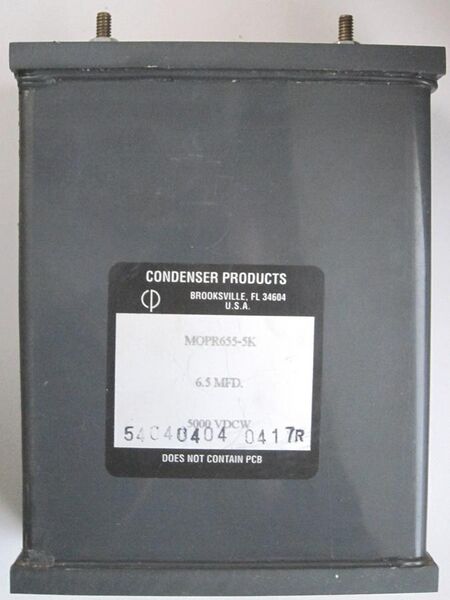 File:Mylar-film oil-filled low-inductance capacitor 6.5 MFD @ 5000 VDC.jpg