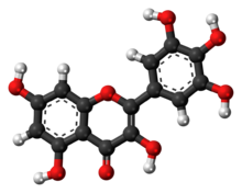 Ball-and-stick model of the myricetin molecule