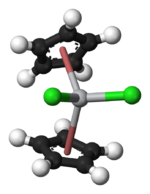 Ball-and-stick model of titanocene dichloride