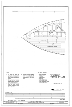 'Tween Deck Plan, Section 1 of 5 - Ship BALCLUTHA, 2905 Hyde Street Pier, San Francisco, San Francisco County, CA HAER CAL,38-SANFRA,200- (sheet 23 of 69).png