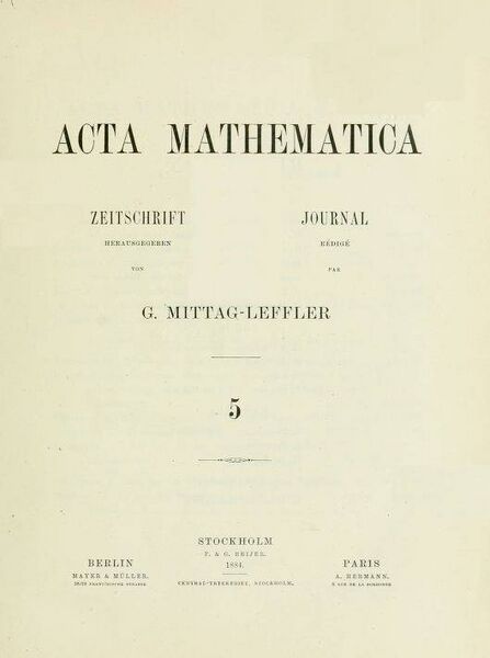 File:Acta Mathematica 1884 Titel.jpg