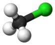 Ball and stick model of chloromethane