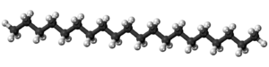 Ball and stick model of the icosane molecule