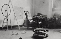 Marcel Duchamp, 1916-17 studio photograph.jpg