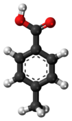 Ball-and-stick model of the p-toluic acid molecule