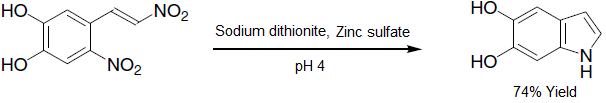 Pericyclic reaction of a nitroalkene yielding an indole.svg
