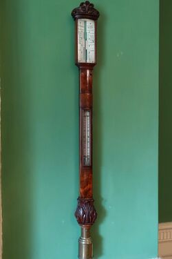 Barometer by Charles Frodsham, view 1, London, date unknown, mahogany, mercury, metal, glass - Shugborough Hall - Staffordshire, England - DSC00449.jpg