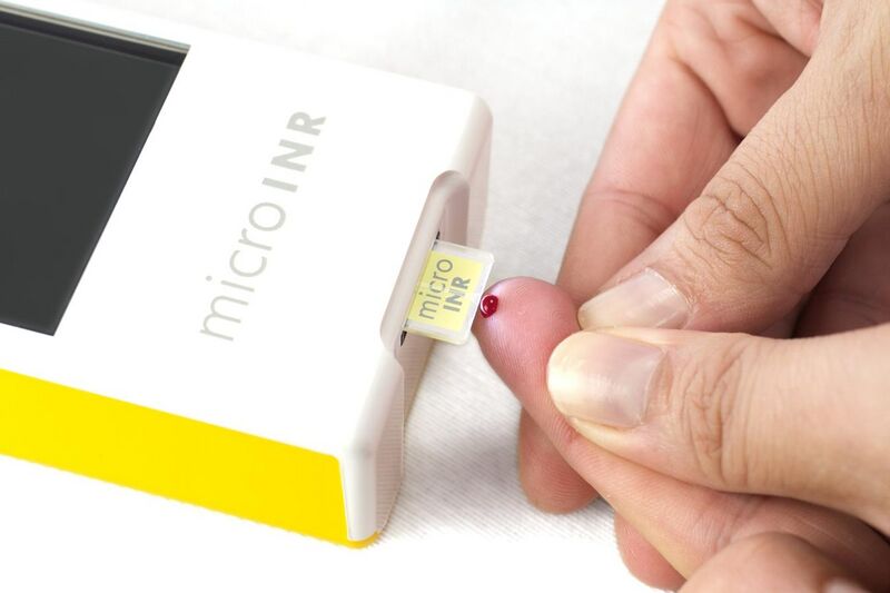 File:Patient testing with microINR from iLine Microsystems.jpg