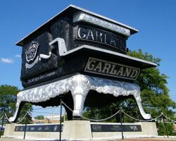 Color photograph showing the World's Largest Stove displayed at Michigan State Fairgrounds in 2009