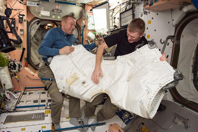 File:ISS-47 Tim Kopra and Tim Peake during Vestibule Outfitting in the Unity module.jpg