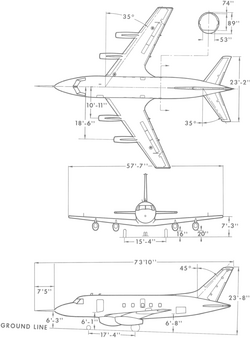 3-view silhouette drawing of the McDonnell 220