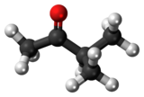 Ball-and-stick model of the methyl isopropyl ketone molecule