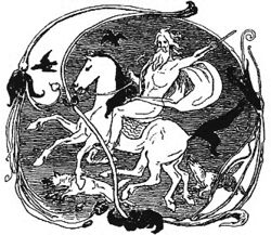 Odin, Sleipnir, Geri, Freki, Huginn and Muninn by Frølich.jpg