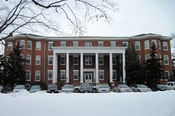 Sibley Hall after snowfall