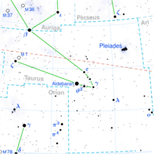 Chart of the constellation Taurus