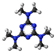 Ball-and-stick model of the altretamine molecule